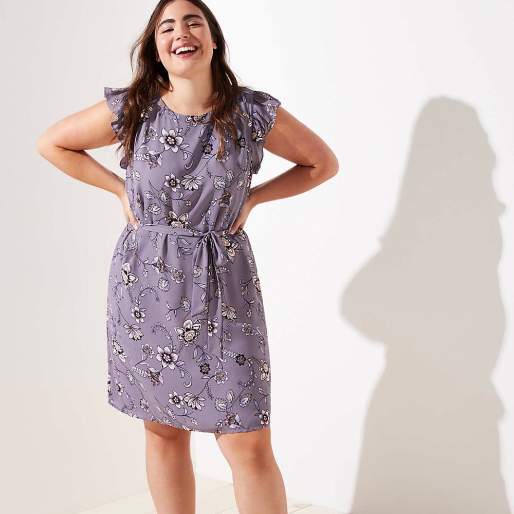 LOFT Plus Lilac Garden Button Flutter Dress
